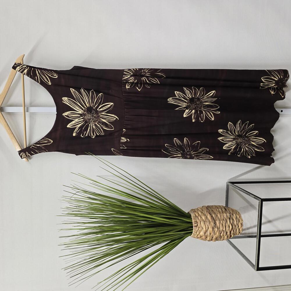 Tommy Bahama Black and Gold Sunflower Midi Dress